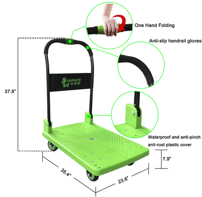 Carro de plataforma plegable de servicio pesado resistente al desgaste SILENT 330KG Dolly Cart con ruedas