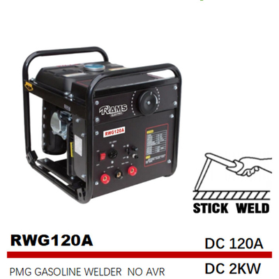 soldador portátil del palillo del gas del PMG de la soldadora del motor de gas de 120A DC 2kw