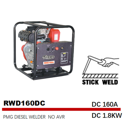 palillo 160A que suelda con autógena de frecuencia media diesel de DC 1.8kw PMG del generador