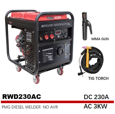 Generadores continuos de la soldadura al arco 230A generador DIESEL de 5,5 galones