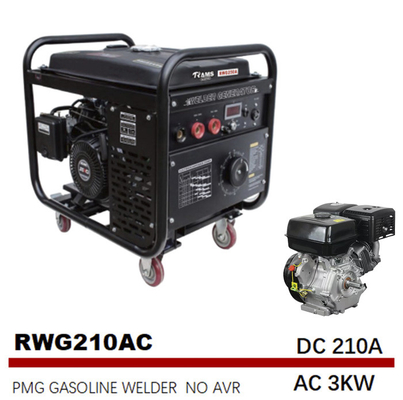 Soldadora manual del motor del equipo 15HP de la soldadura al arco de metal de la gasolina 210A de la CA 3kw